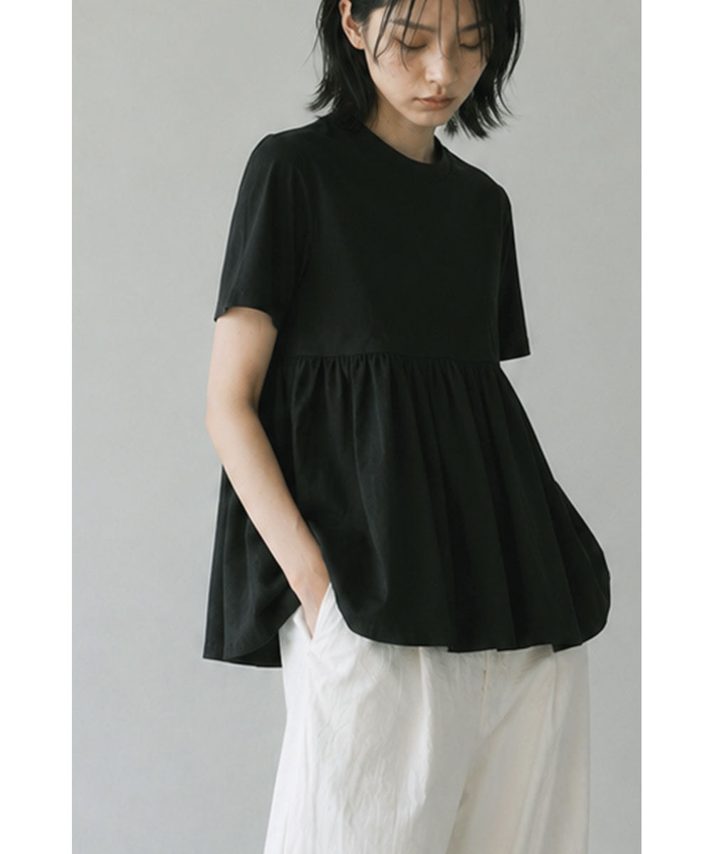 OTONA SWITCHING HALF PEPLUM TEE