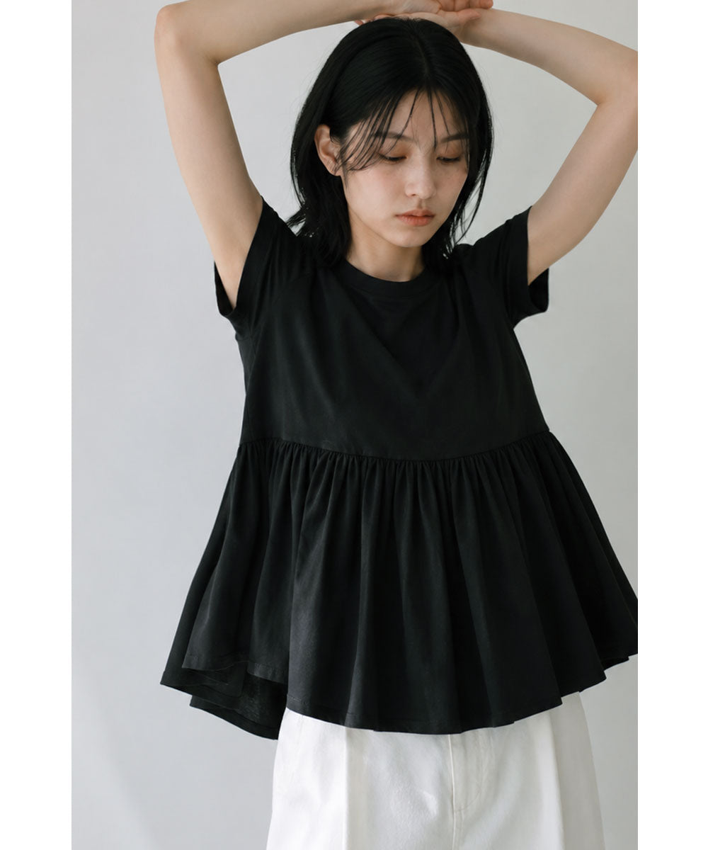 OTONA SWITCHING HALF PEPLUM TEE