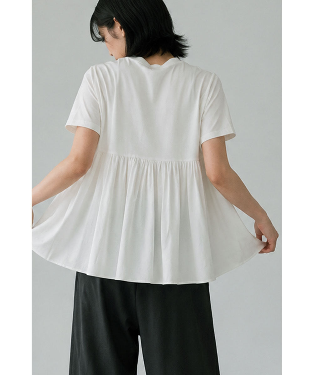 OTONA SWITCHING HALF PEPLUM TEE