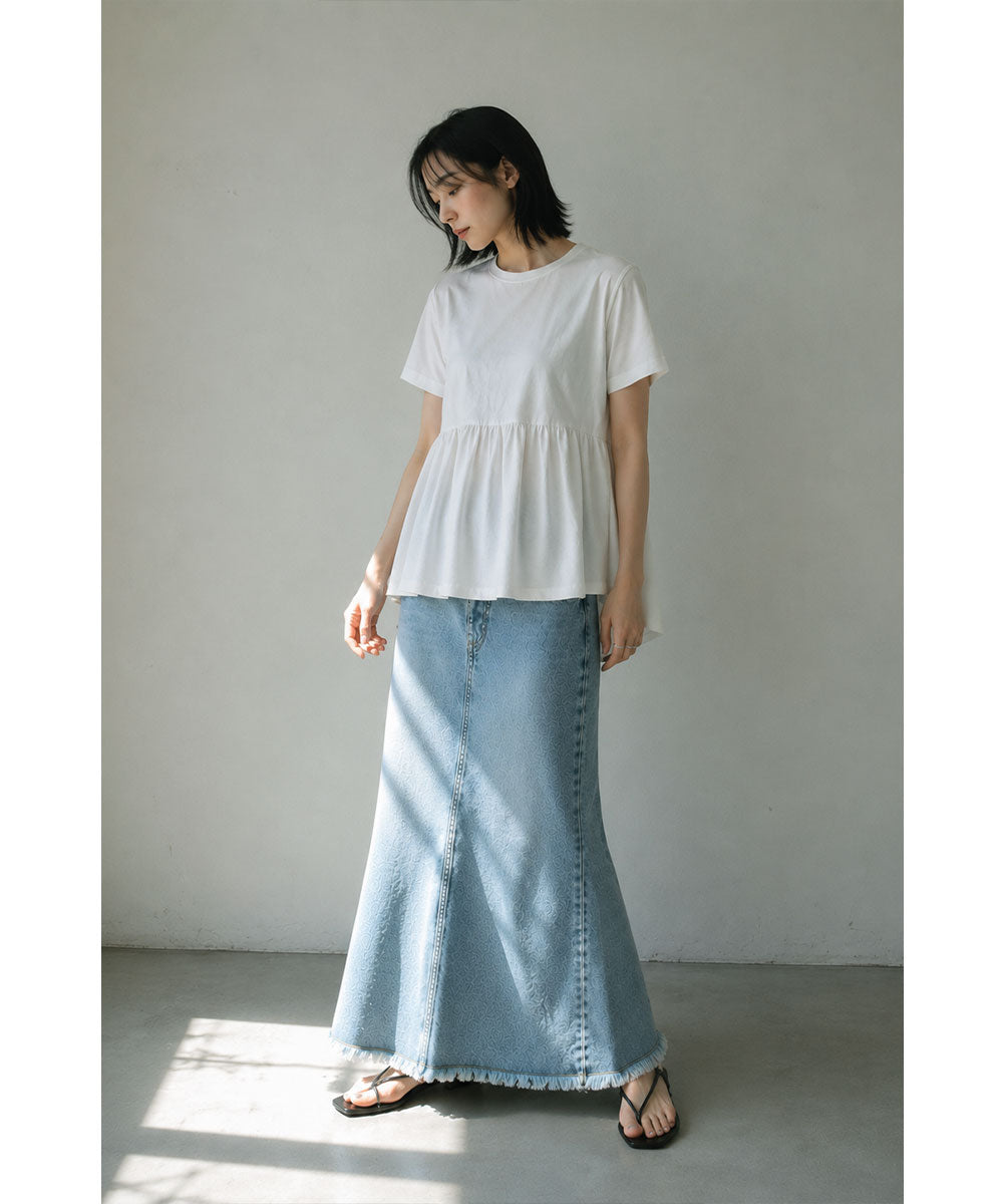 OTONA SWITCHING HALF PEPLUM TEE