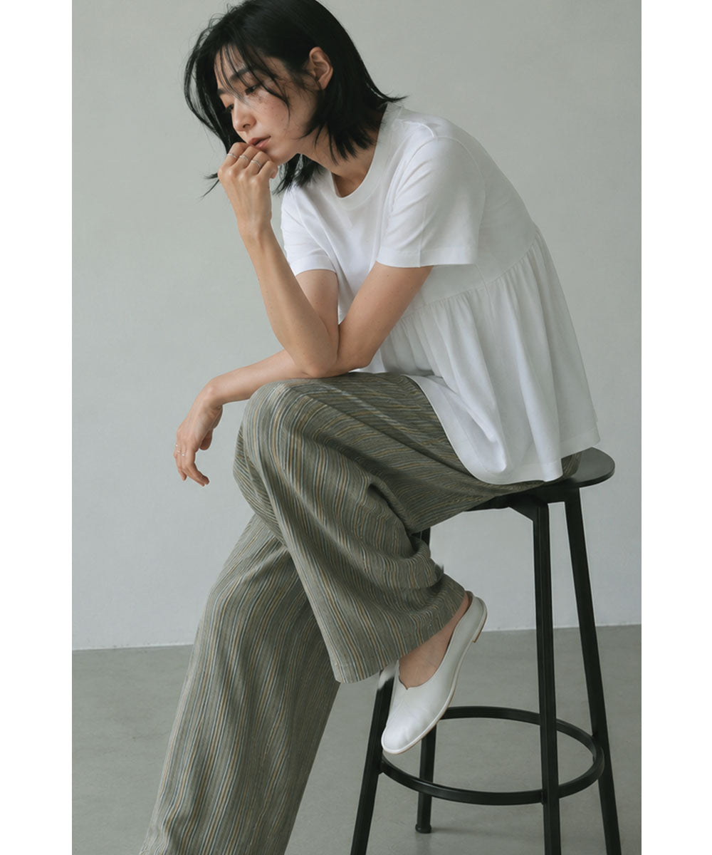 OTONA SWITCHING HALF PEPLUM TEE