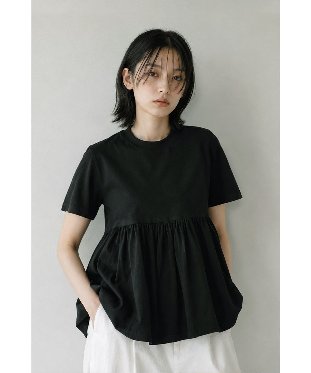 OTONA SWITCHING HALF PEPLUM TEE