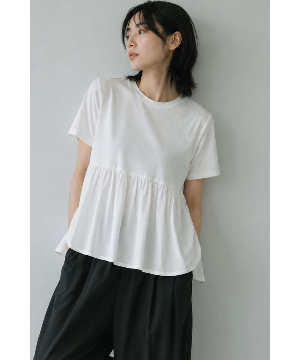 OTONA SWITCHING HALF PEPLUM TEE