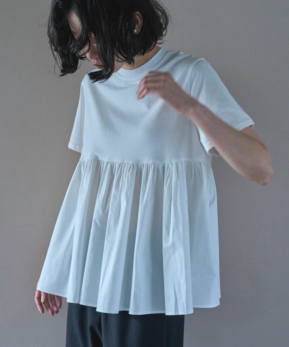 OTONA SWITCHING HALF PEPLUM TEE