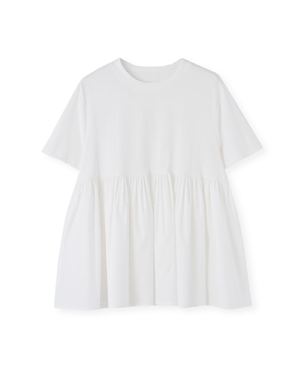 OTONA SWITCHING HALF PEPLUM TEE