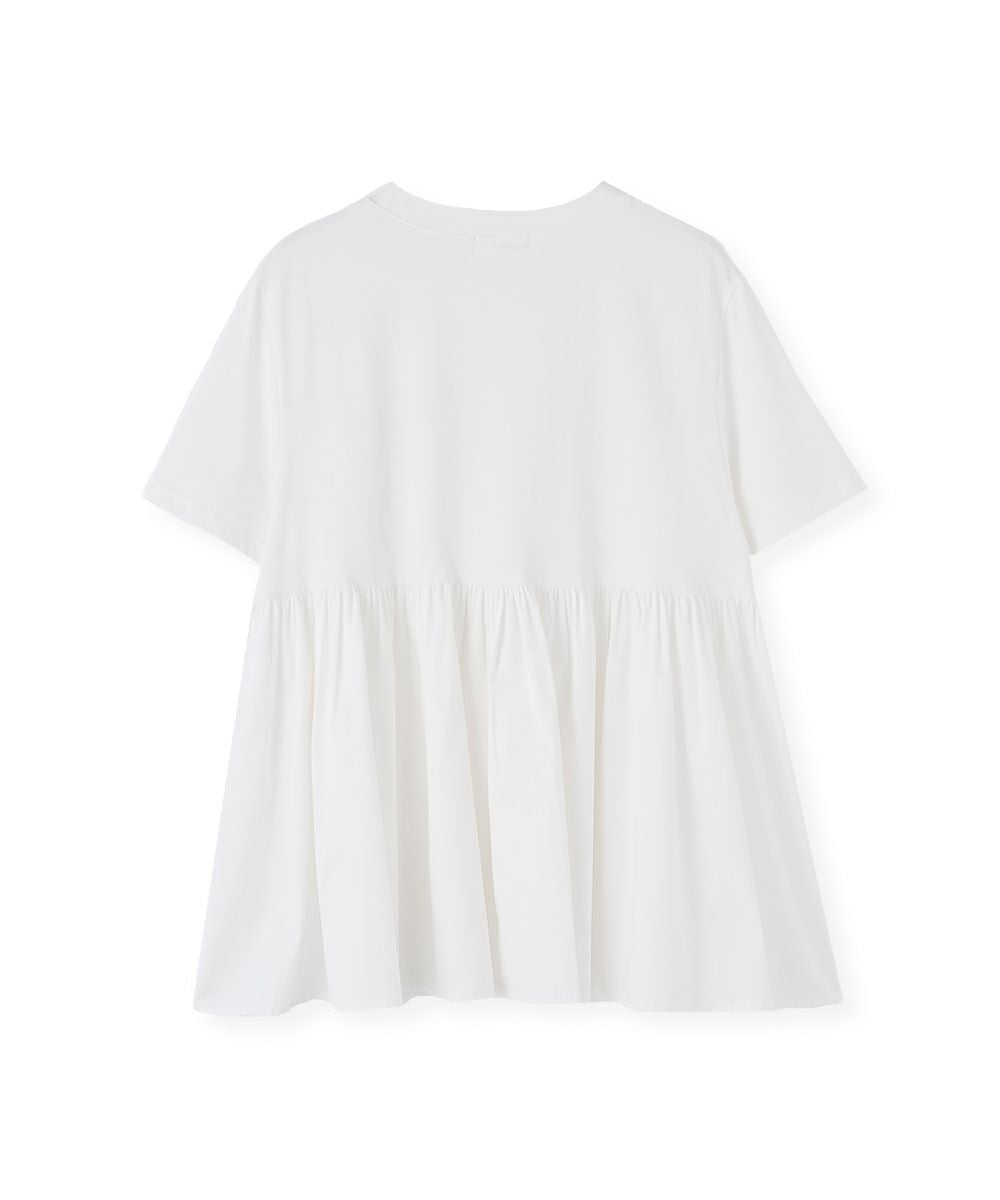 OTONA SWITCHING HALF PEPLUM TEE