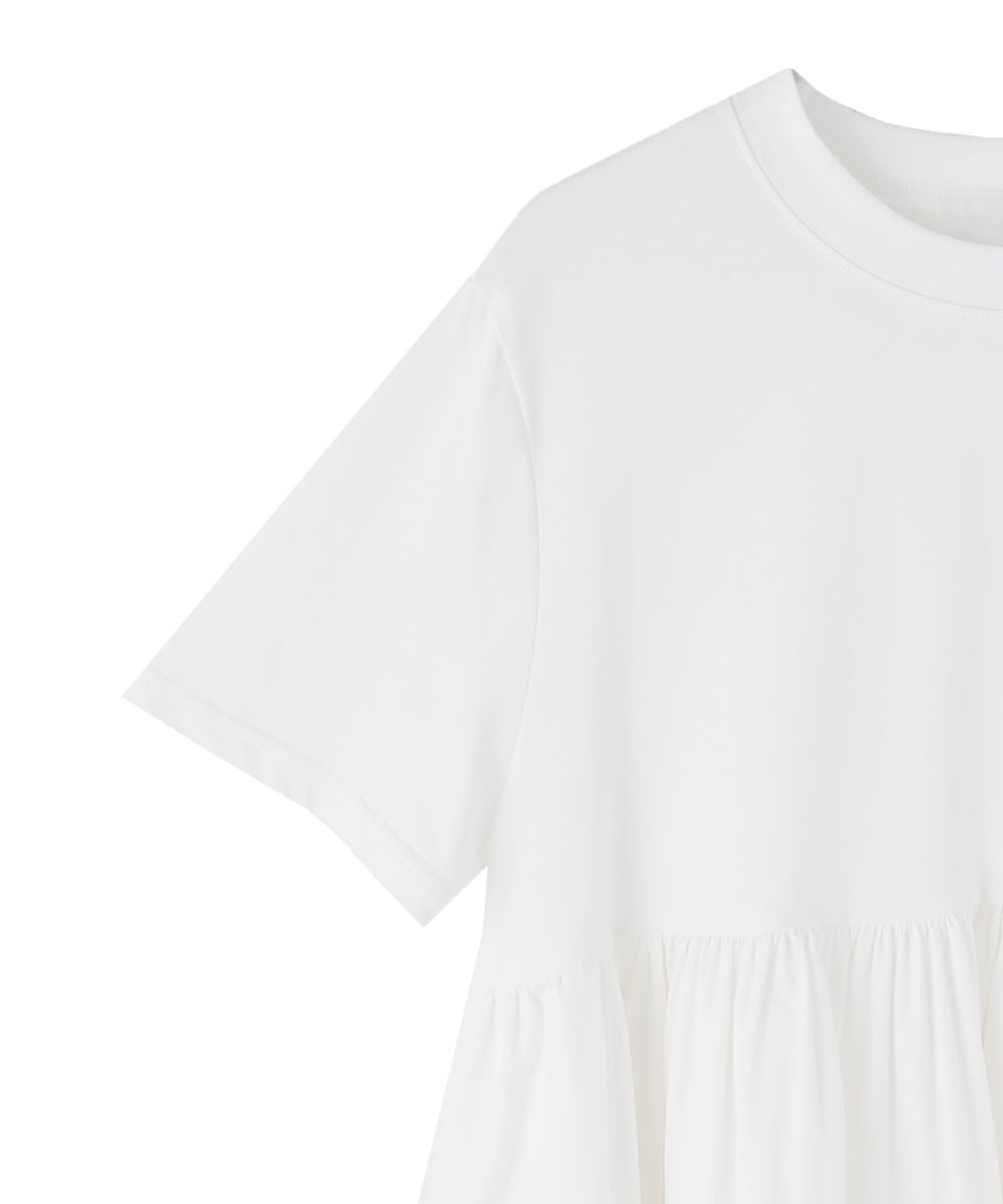 OTONA SWITCHING HALF PEPLUM TEE