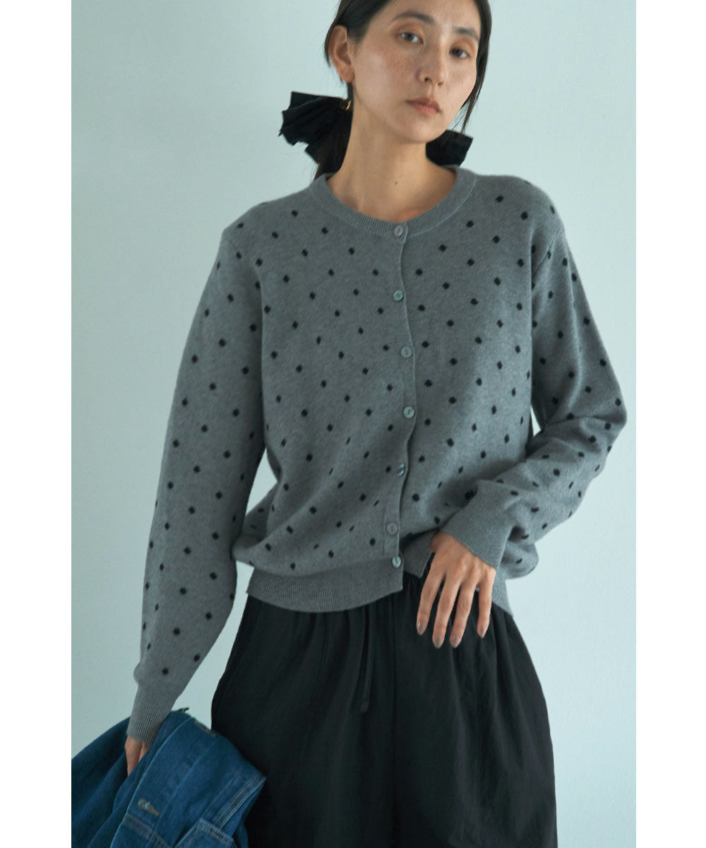JACQUARD DOT KNIT CARDIGAN